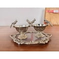thumbnail image 1 of german silver tray with 2 parrot bowls for serving snacks,sweets, gift item, 1 of 4