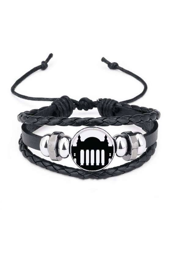 germany berlin reichstag landmark bracelet braided leather woven wristband