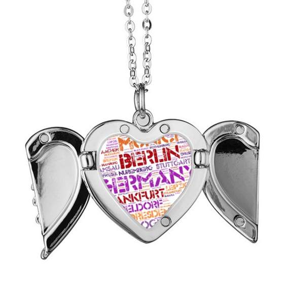 germany city name map style angel wings necklpendant fashion