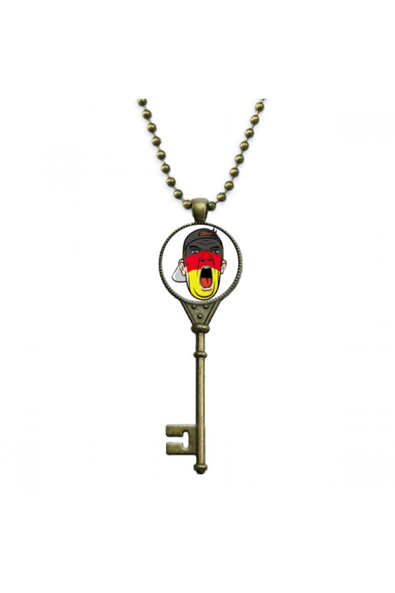 germany flag makeup head screang cap key necklace pendant tray embellished chain