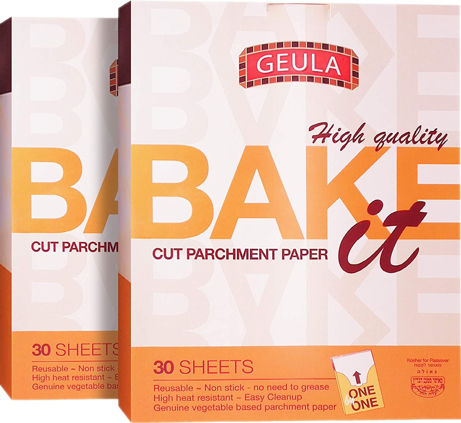 geula cut parchment paper 30 sheets (2 pack),, reusable, non stick