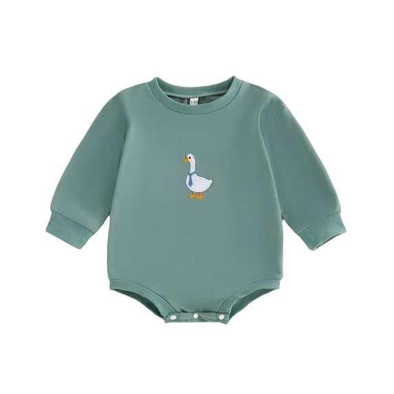 gibobby Baby Boy Girl Sweatshirt Romper Long Sleeve Bubble Bodysuit Baby Goose Clothes Fall Ideal for Farm Animal Birthday Outfit Daliywear(Green,6-12 Months)