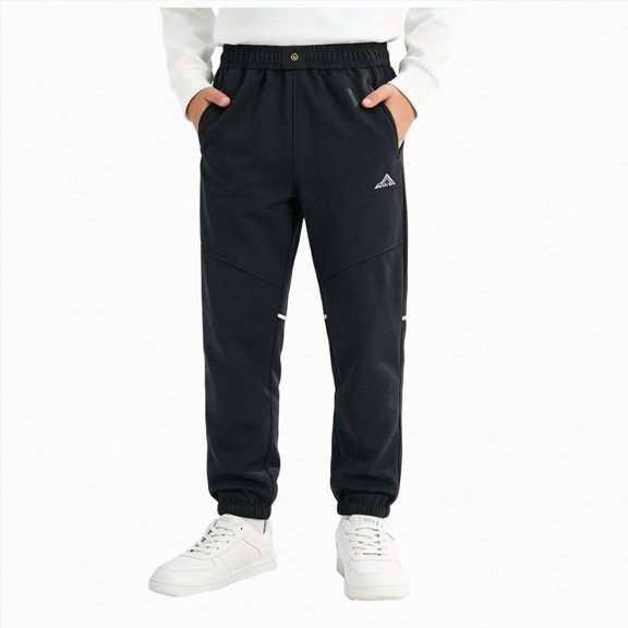 gibobby Boy's Winter Cycling Running Pant Water Resistant Fleece Mountain Bike Pants Cold Weather Gear Windproof,Black