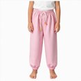 thumbnail image 1 of gibobby Boys Jogger Pants Casual Lightweight Cotton Linen School Uniform Pants Loose Fit Elastic Waist Drawstring Trousers,Pink, 1 of 5