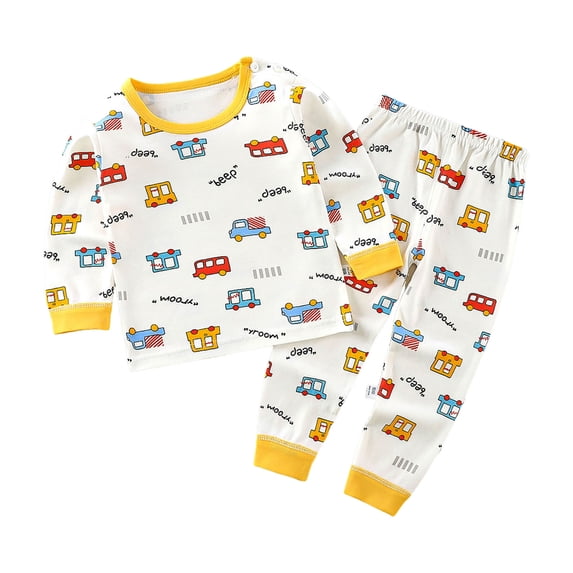 gibobby Boys Pajamas Shorts Girls Boys Pajamas Soft Viscose from Bamboo Long Sleeve Snug Fit Sleepwear Loungewear Long sleeve Pjs for Girls 6 9 12 18 24 Months 2T 3T 4T