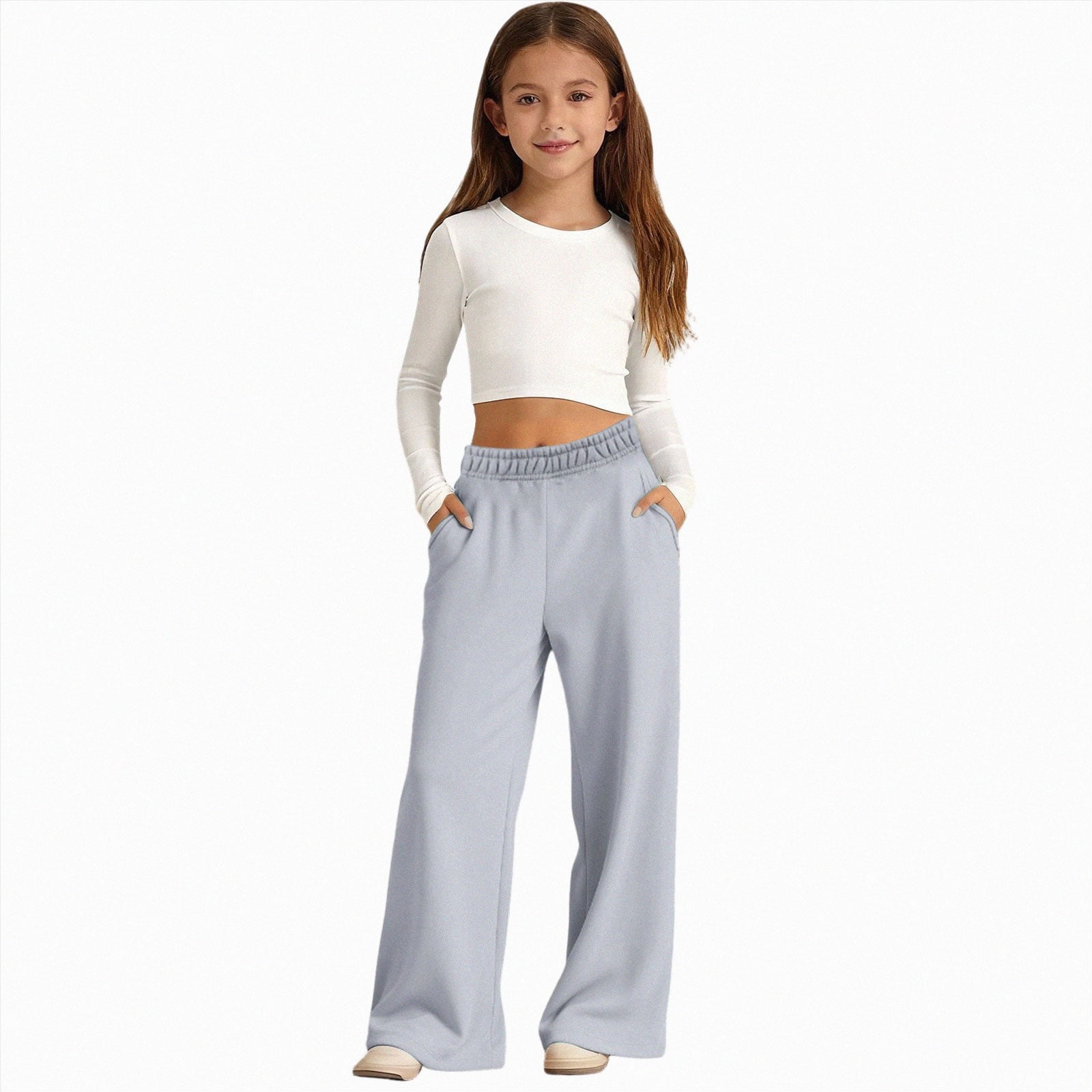 gibobby Kids Girls Casual Baggy Track Pants Oversized Wide Leg ...