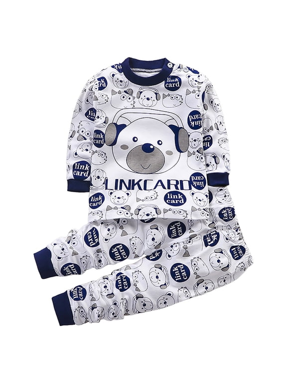 Little Boys Pajamas Toddler Boys Clothes Monster Truck Sleepwear Cotton 2 Pieces Pjs Kids Jammies Sets (Navy,1-2 Years)