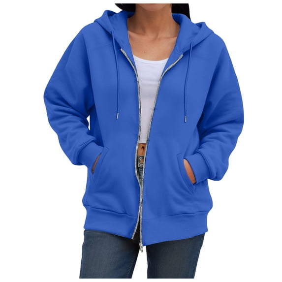 gibobby Women Casual Zip Up Fleece Hoodies Relaxed Fit Oversized Sweatshirt with Hood Lightweight Fall Jackets for Women 2026,M