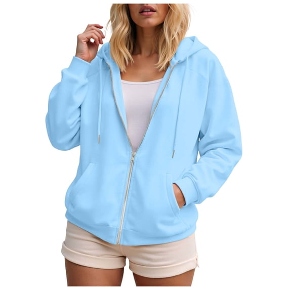 gibobby Women's Lightweight Full Zip Hoodie, Textured Cotton Zip Up, T-Shirt Hoodie,3XL