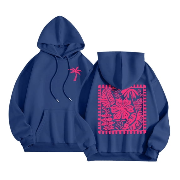 gibobby Womens Embroidered Hoodies Y2k Hibiscus Teen Girls Preppy Oversized Loose Fit Aesthetic Vintage Cute Pullover Tops,2XL