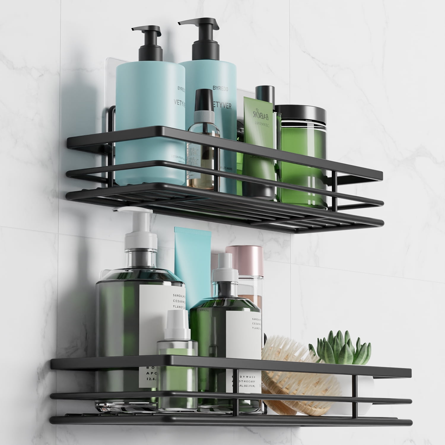 GIFFGAFF 2 Pack Shower Caddies - 2 Shelf Bathroom Organizer, Black ...