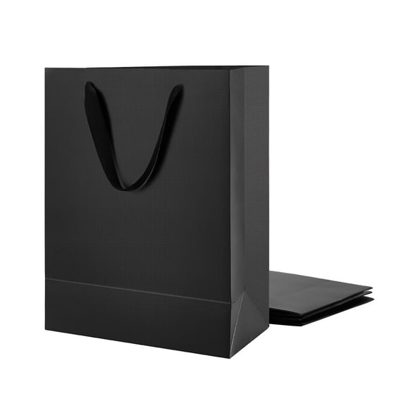 BAKIPACK 4 Pcs Black Gift Bags 10x5x13 inche, Paper Bags Wedding Party Gift Bags