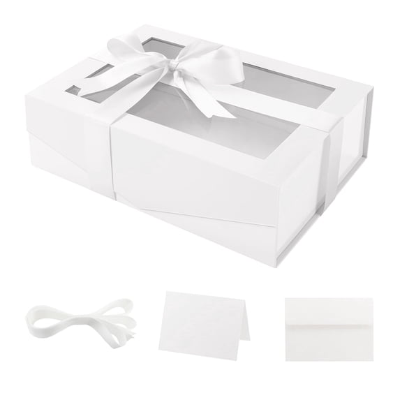 Large White Gift Box with Window, 13.5x9x4.1 inches Gift Box with ...