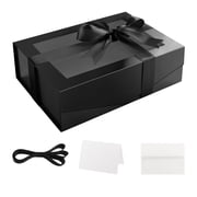 Large Black Gift Box with Window, 13.5x9x4.1 inches Gift Box for Present Contains Ribbon, Card, Groomsman Proposal Box Glossy