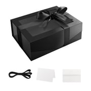 Black Gift Box with Window, 9x6.5x3.8 inch Gift Box with Magnetic Lid for Present Contains Ribbon, Card, Groomsman Proposal Box Glossy