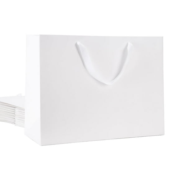 12 Extra Large Gift Bags 16x6x12 Inches, Large Matte White Gift Bags with Handles for All Occasions (with Grain Texture)