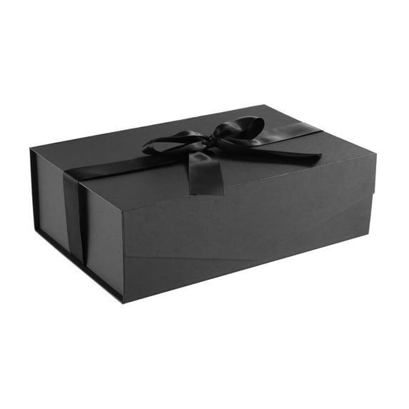 JINMING Gift box with Ribbon, 13.5x9x4.1 inch, Black Magentic Gift Box with lid for Present