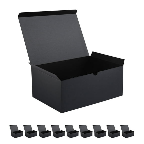 JINMING 10 Gift Boxes 9.5x6.5x4 Inches Gift Boxes with Lids, Matte Black Gift Boxes Bulks for Christmas, Wedding, Party, Birthday, Groomsman Proposal Boxes for Light Gifts
