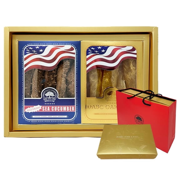 gift boxes include sea cucumber, ginseng, dried scallops, cordyceps flowers, dried longan, fish belly, mushrooms,the best gift for men and women (Gift box, Red sea cucumber+fish maw tube)