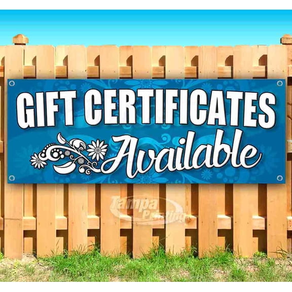 gift certs available blue Customizable 13 oz Banner Heavy-Duty Vinyl Single-Sided With Metal Grommets