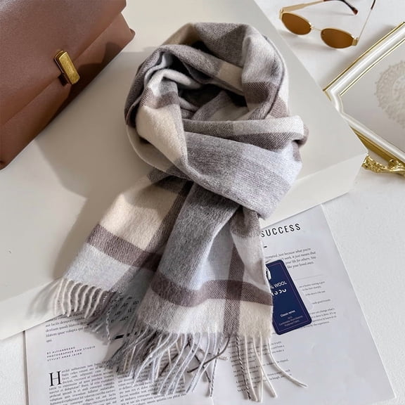 gifts for her 100% Australian pure wool plaid scarf for winter warmth, couple scarf for Christmas, Valentine's Day, birthday gift scarf
