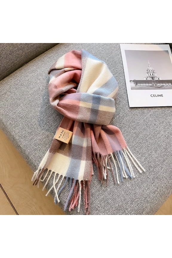 gifts for her 100% Australian pure wool plaid scarf for winter warmth, couple scarf for Christmas, Valentine's Day, birthday gift scarf