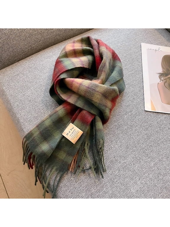 gifts for her 100% Australian pure wool plaid scarf for winter warmth, couple scarf for Christmas, Valentine's Day, birthday gift scarf