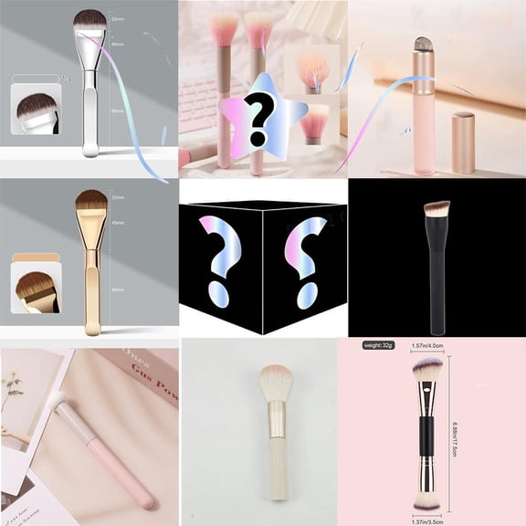 gifts for women-Makeup Brush Mystery Box 1 in 8 Chance Professional Collection Pink Mushroom Concealer Foundation Travel Beauty Halloween Christmas Gift