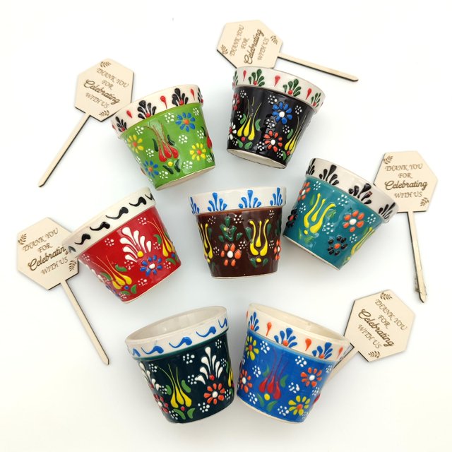 giftupstore Party Favor for Guest, 16 Sets of Succulent Pot with Wooden