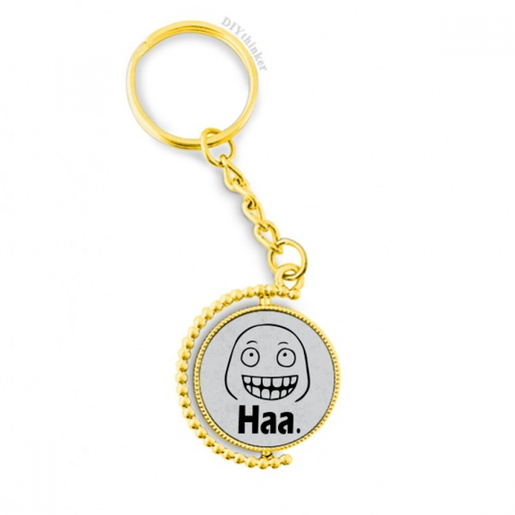 giggle black cute chat happy pattern metal connector key chain  accessory en keyholder