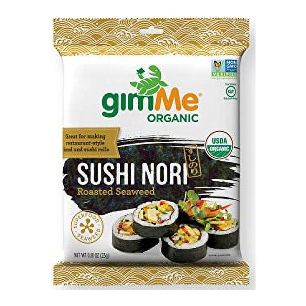 gimMe Organic Roasted Seaweed Restaurantstyle Sushi Nori Sheets 0.