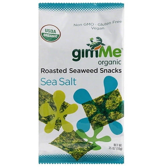 gimMe Organic Sea Salt Roasted Seaweed Snacks, 0.35 oz, Pack of 12