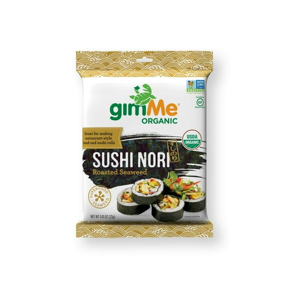 gimMe Snacks - Organic Roasted Seaweed - Sushi Nori - 0.81 Ounce - (Pack of 12) - non GMO, Gluten Free, Keto, Paleo