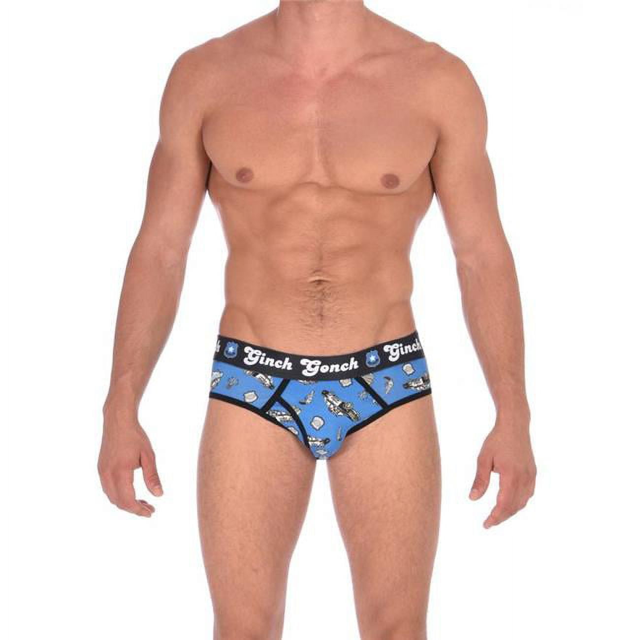 ginch gonch mens sexy low-rise brief underwear (xl, police patrol)