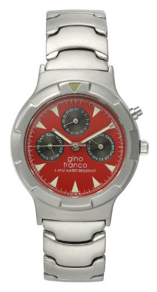 gino franco Men's 980RD Round Stainless Steel Multi-Function Bracelet Watch