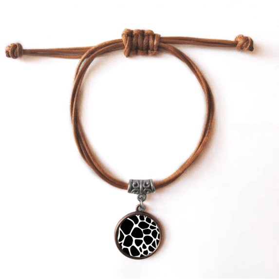 giraffe animal art grain illustration pattern bracelet leather hide wristband brown jewelry