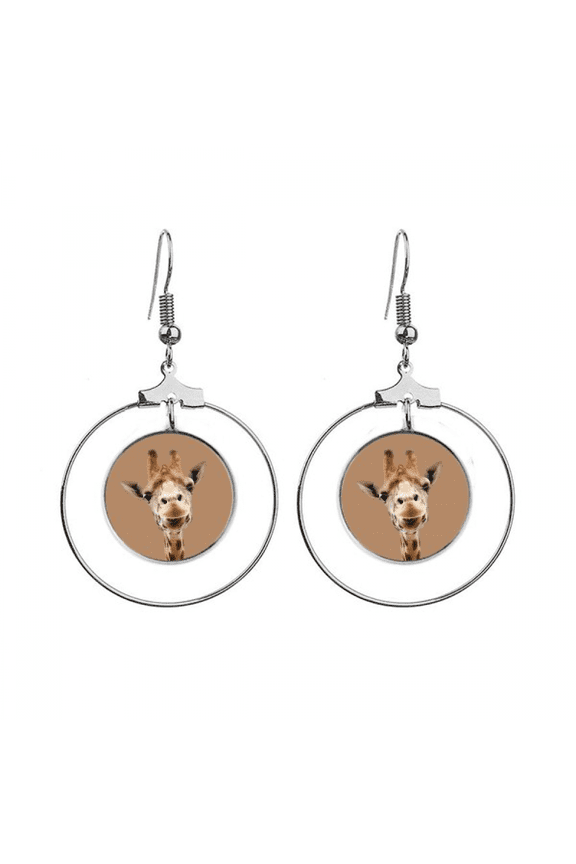 giraffe camera observation action earrings dangle hoop jewelry drop circle