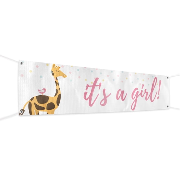 It's a girl Banner Sign For Outdoor-Indoor Use 4x1 Ft Large Custom Banner and Signs with Hanging Rope It's a girl Backdrop for Party Decor Oxford Cloth Sublimation Banner for Easy Hang
