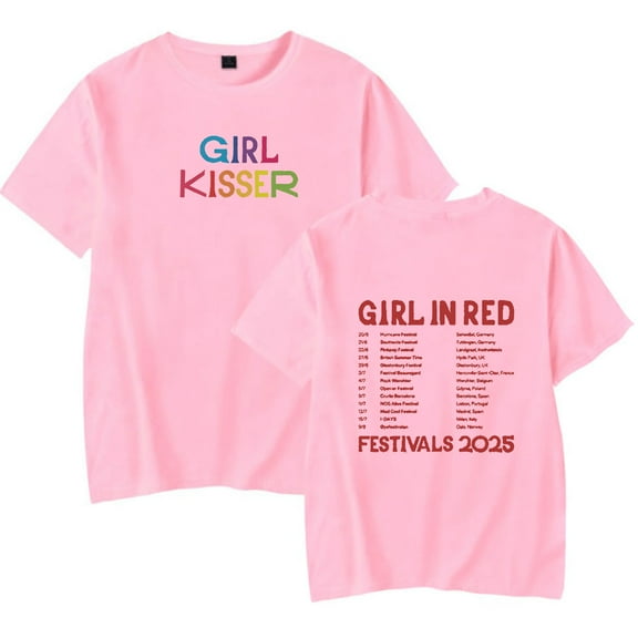 girl in red glay kisser T-shirts Merch Women Men Clothes Trend Casual Short Sleeve Top