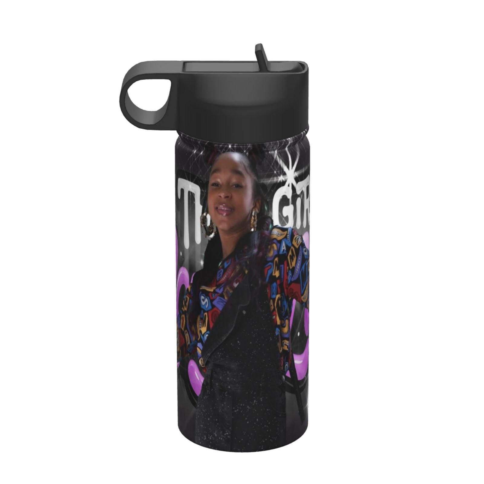 that girl lay lay alaya Kids Insulated Water Bottle With Straw - 18 Oz Stainless Steel Double Wall Vacuum Cup, Leakproof, Bpa Free, Suitable For Boys And Girls