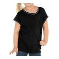 thumbnail image 1 of Kavio! Little Girls 3-6X Contrast Rolling Raw Edge Short Sleeve Black/White 6X, 1 of 1
