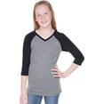 thumbnail image 1 of girls 7-16 sheer jersey v neck raglan 3/4 sleeve, style gjp0568, 1 of 3