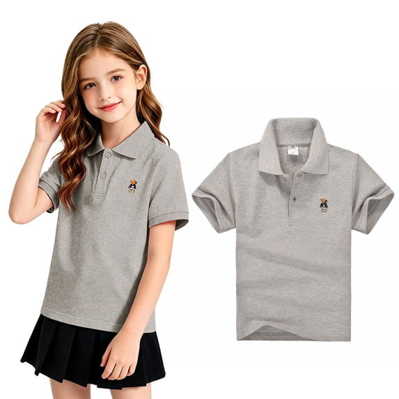 Girls School Uniform Polo Shirts Kids Short Sleeve Collared Golf Shirts School Uniform Tee Tops For Childs