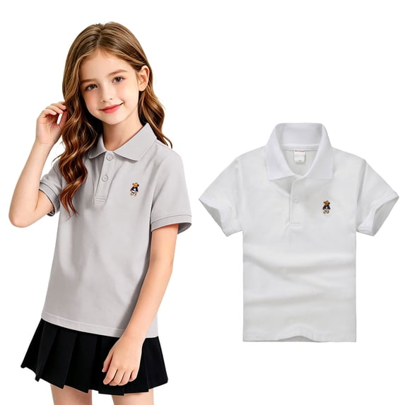 Girls School Uniform Polo Shirts Kids Short Sleeve Collared Golf Shirts School Uniform Tee Tops For Childs
