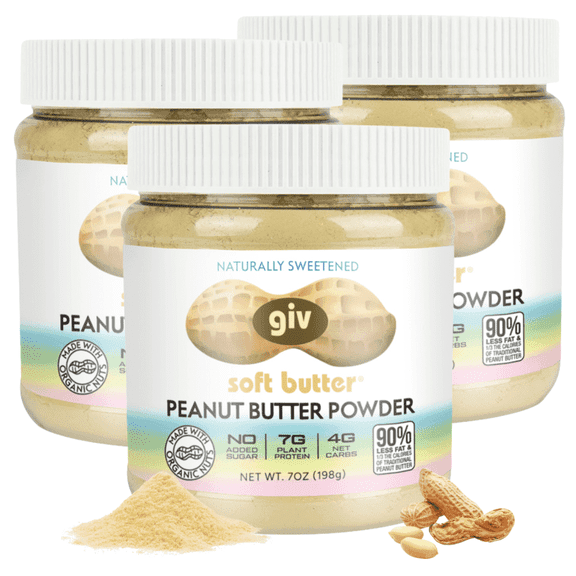 giv soft butter Organic Peanut Butter Powder, Gluten Free & Keto Friendly, 7 oz 3 Jar pack