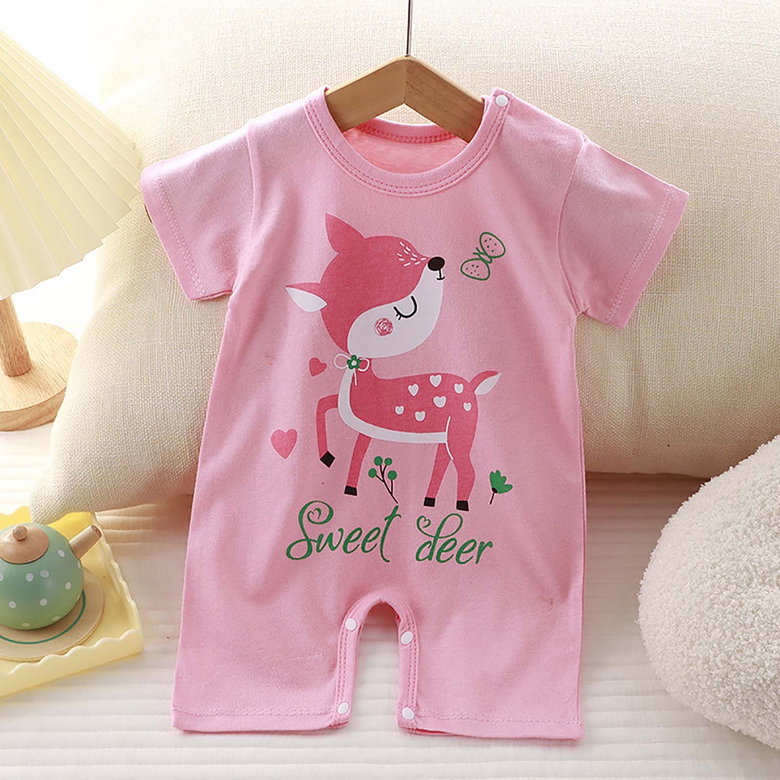 Cute Cat Pink Summer Cotton Baby Romper