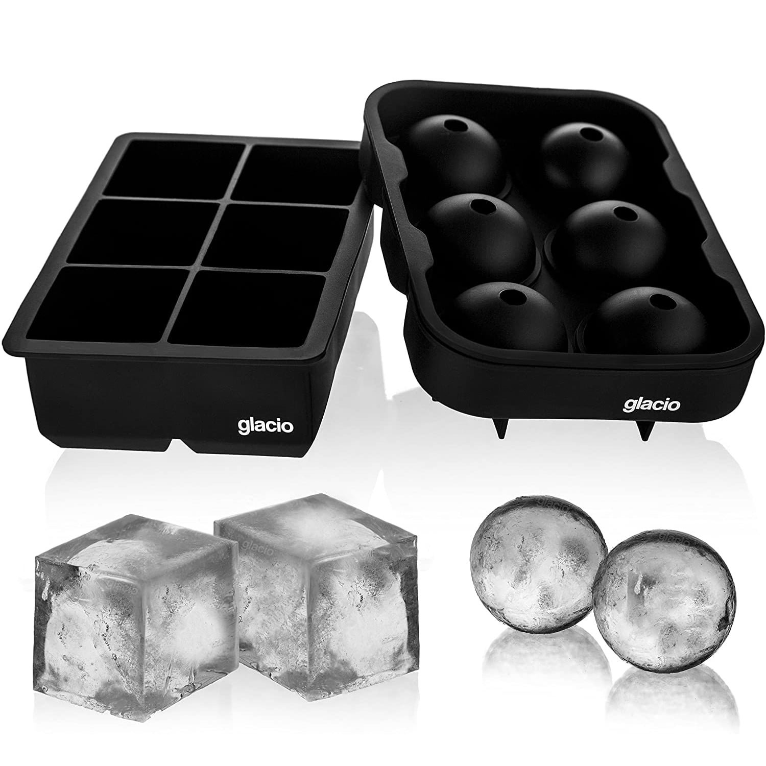  Glacio Small Ice Cube Silicone Trays with Lids - BPA-Free,  Flexible Ice Molds for Cocktails and Beverages - Set of 2: Home & Kitchen
