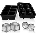 thumbnail image 1 of glacio Ice Cube Trays Silicone Combo Ice Molds - Set of 2, Sphere Ice Ball Maker with Lid & Large Square Molds, Reusable and BPA Free,,F133471, 1 of 6