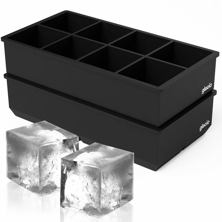 glacio Ice Cube Trays Silicone - Large Ice Tray Molds for making 8 Giant Ice  Cubes for Whiskey - 2 Pack 