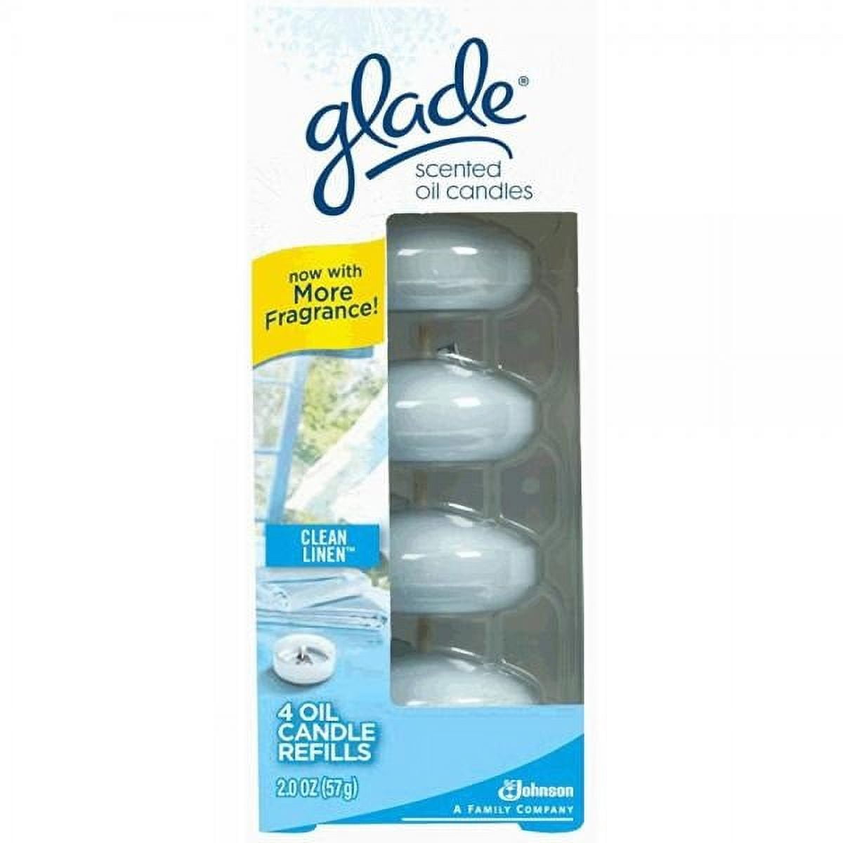 glade scented oil candle refill 4 ct box, clean linen